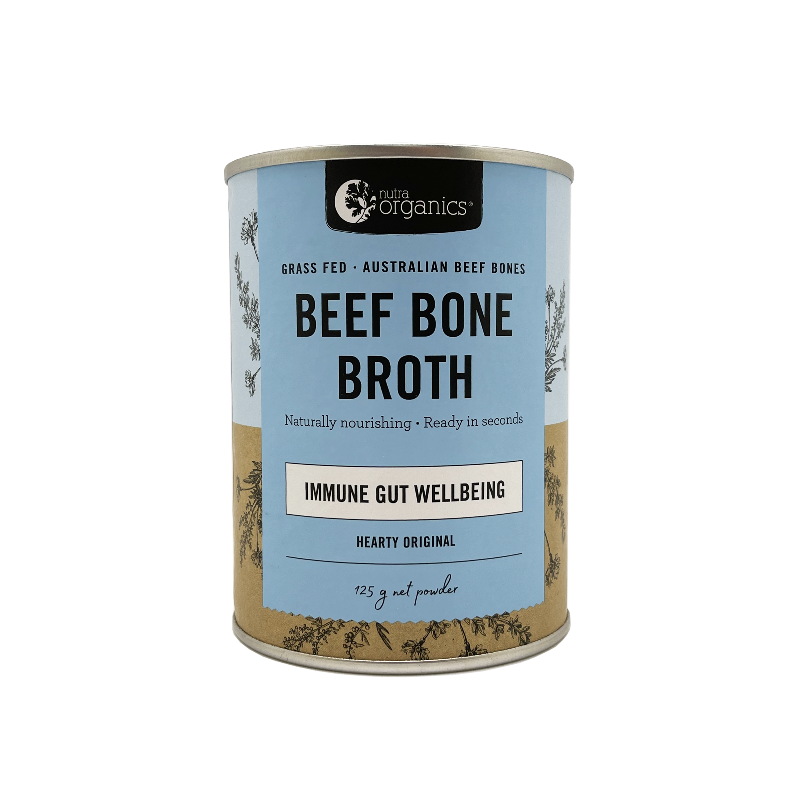 Nutra Organics Australian Grass Fed Beef Bone Broth Powder Hearty Original 125g