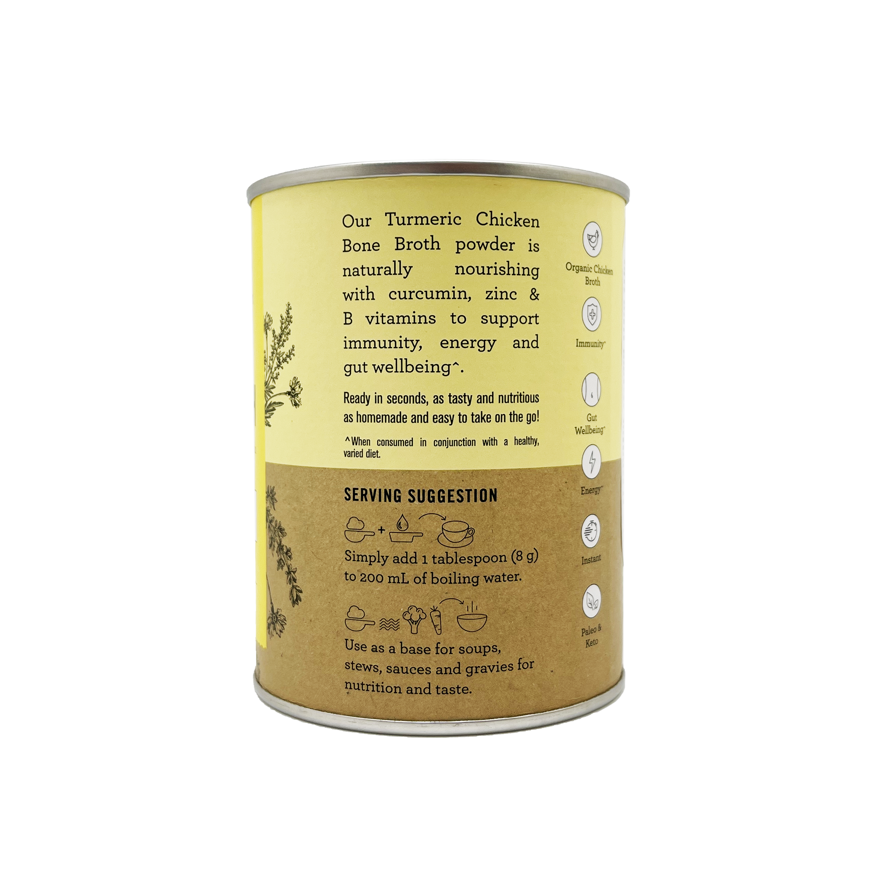 NUTRA ORGANICS Australian Chicken Bone Broth Powder Turmeric 125g
