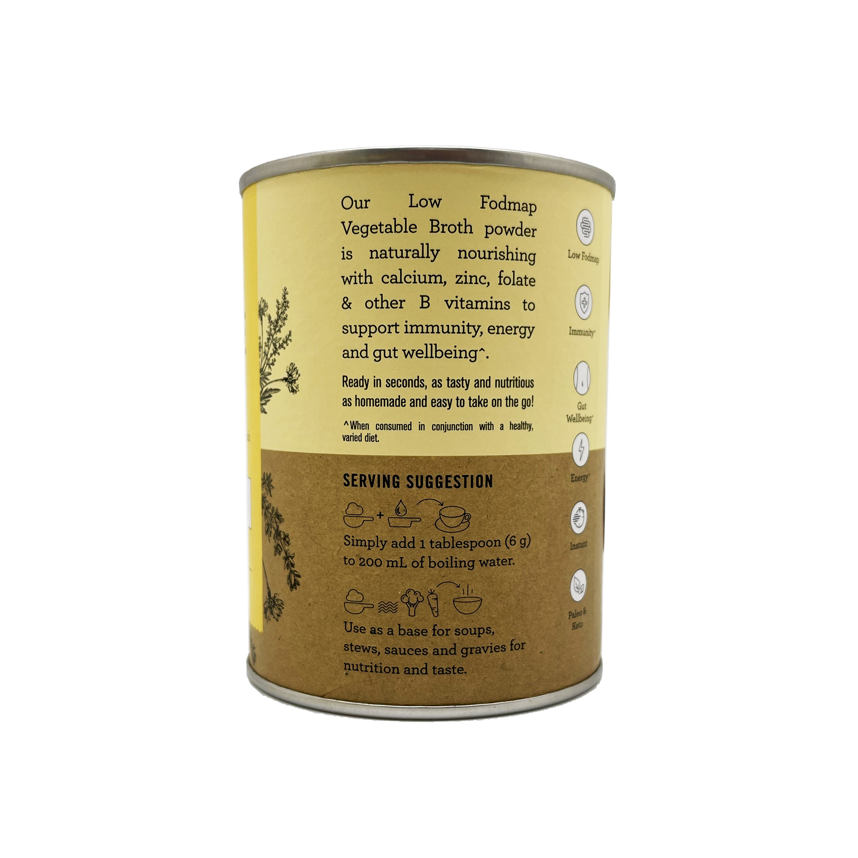 NUTRA ORGANICS Australian Vegetable Broth Low FODMAP Veggie Powder Turmeric 125g