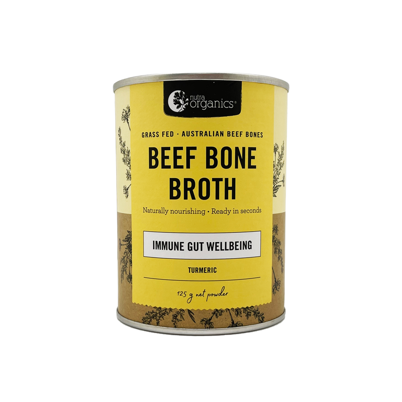 NUTRA ORGANICS Australian Grass Fed Beef Bone Broth Powder Hearty Turmeric 125g